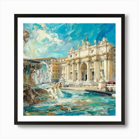 Vatican Fountain Oil Painting Art Print