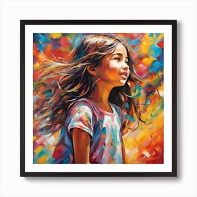 Little Girl In The Wind Art Print