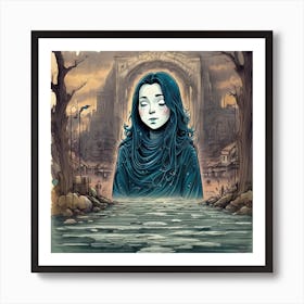 Girl In The Water Art Print