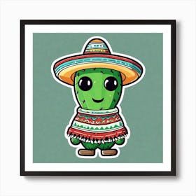 Cactus In Sombrero Art Print