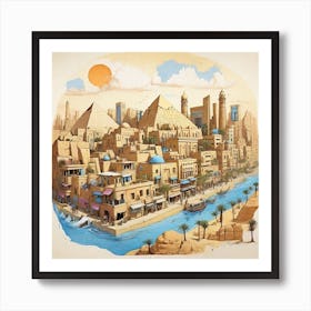 Egyptian City Art Print