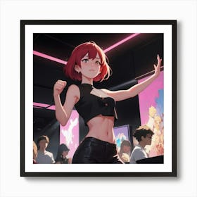 Anime girl dancing in the club 3 Art Print