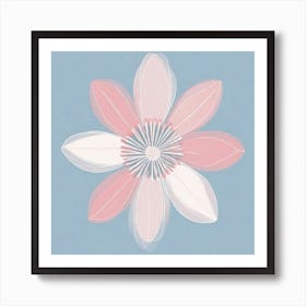 A White And Pink Flower In Minimalist Style Square Composition 396 Art Print