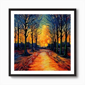 Sunset In The Woods Art Print