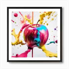 Colorful Apple Splashed With Paint Art Print