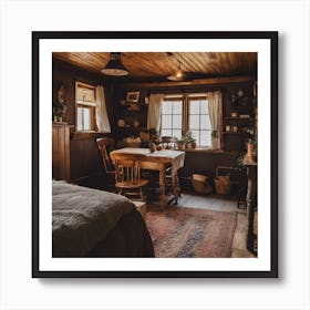 Cabin Bedroom Art Print