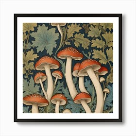 William Morris Print Mushrooms Poster Vintage Textile 1 Poster