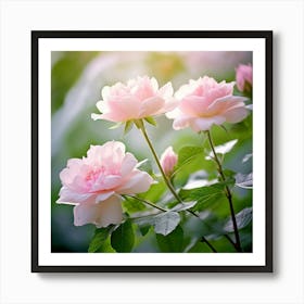 Flowers Leaves Nature Soft Freshness Pastel Botanical Plants Blooms Foliage Serene Delic (16) Art Print