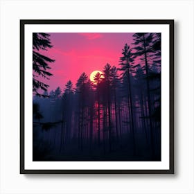 Sunset In The Forest 13 Art Print