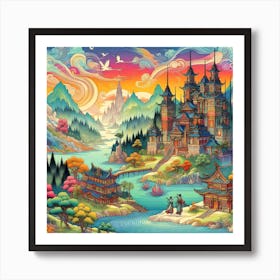 Chinese Village 1 Art Print