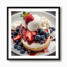 Dessert With Berries And Cream Art Print