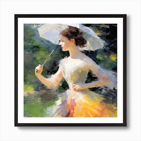 Girl With An Umbrella Art Print