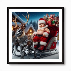 Santa Claus In Sleigh 1 Art Print