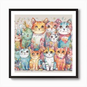 Kawaii Cats Art Print