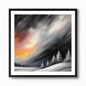 Sunset In The Snow 1 Art Print