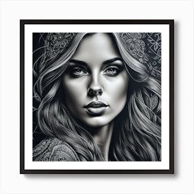 Black And White Portrait Of A Woman 7 Art Print