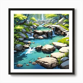 Waterfall In The Forest 2 Art Print