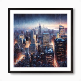 New York City At Night 1 Art Print