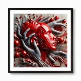 Abstract Red Head Art Print