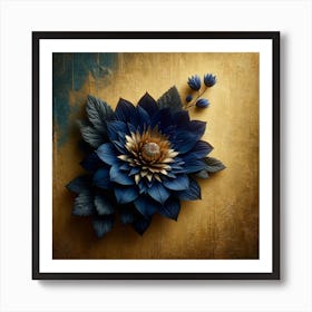 Blue Dahlia Flower 1 Art Print