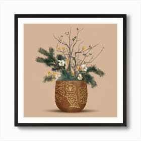 Owl In A Pot 4 Art Print