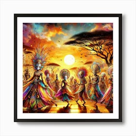 African Dancers wall Artwork Art Print