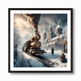 Steampunk Christmas Train Art Print