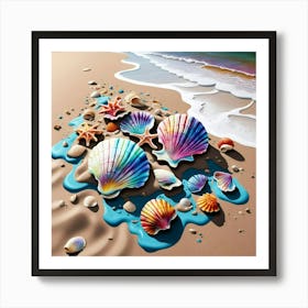 Sea Shells In Sand Art Print