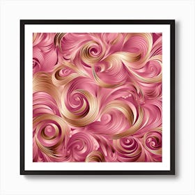 Abstract Pink And Gold Swirls 1 Art Print