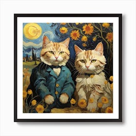 Van Gogh style, Cats Art Print