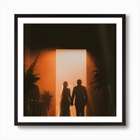 Bride And Groom Walking Down The Aisle 3 Art Print