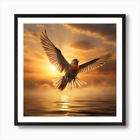 Bird Flying In The Sky sunny weather Art Print