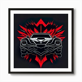 Car Red Artwork Of Graphic Design Flat (2) Art Print