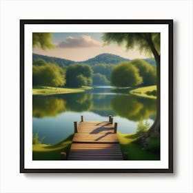 Bridge Over A Lake 1 Art Print