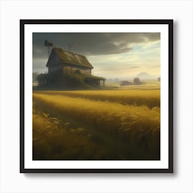 Barn In The Wheat Field Art Print