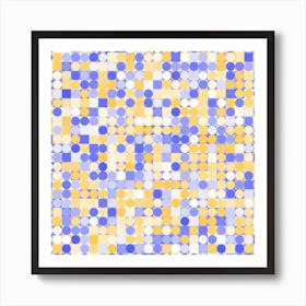 Blue And Yellow Dots 1 Art Print