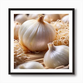 Garlic On A Wooden Table Art Print