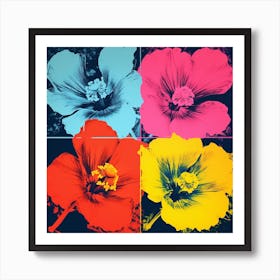 Andy Warhol Style Pop Art Flowers Veronica Flower 2 Square Art Print