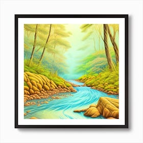 River In The Forest 10 Art Print