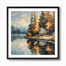 Cabin By The Lake Art Print