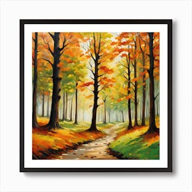 Forest In Autumn In Minimalist Style Square Composition 269 Art Print