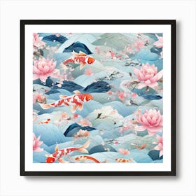 Koi Fish In Water Art Print