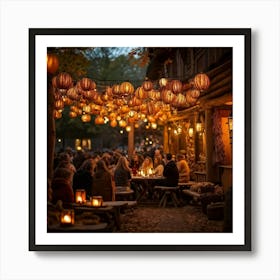 A Lively Autumn Festival Drenched In Rustic Charm Cascading Lanterns Of Burnished Gold And Amber (2) 1 Art Print