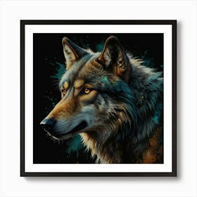 Leonardo Lightning Xl Watercolor Art An Animal Wolf Painting O 2 Art Print