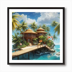 Tropical House On The Beach Art Print