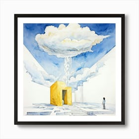 Watercolor Of A Cumulus Cloud Personified As A Dream Weaver Surrounded By Empty Space A Levitating (6) Art Print