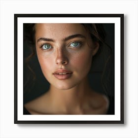 Portrait Of A Woman With Freckles Art Print