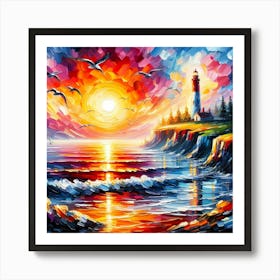 Sunset At The Lighthouse 2 Art Print