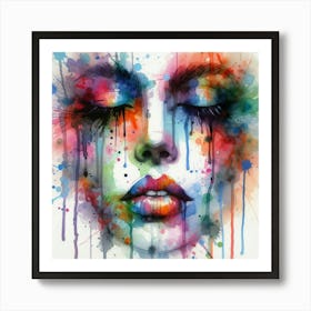 Watercolor Of A Woman'S Face 13 Art Print