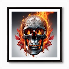 Halloween Skull Fire Blood Ultra Hd Realistic Vivid Colors Highly Detailed Uhd Drawing Pen Art Print